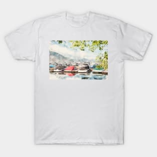 Watercolor Penticton Marina and Yacht Club Summertime View T-Shirt